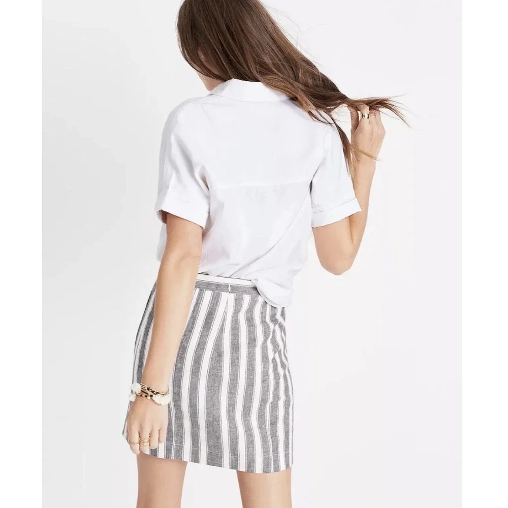 Madewell Mini Skirt Striped Lace Up Front Pockets Casual‎ Women's Size 6